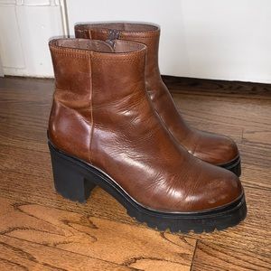 Jeffrey Campbell Brown Leather Platform Boots